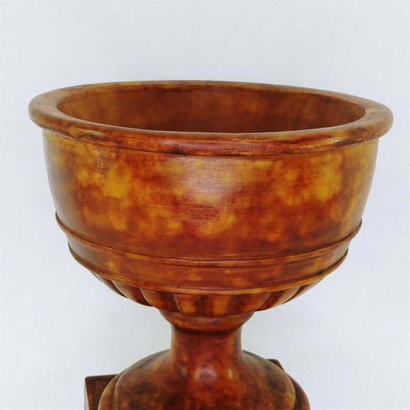 Planter Footed Stone-Look Resin Brown Tones Garden Decor Floral Decor 9" - Picture 4 of 8